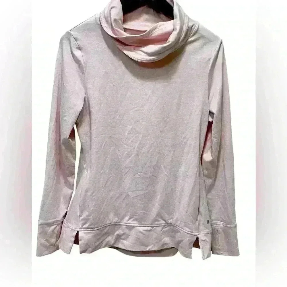 Apana Yoga Cowl Neck Long‎ Sleeved Active Top w/ Thumb Holes Size Medium Pink